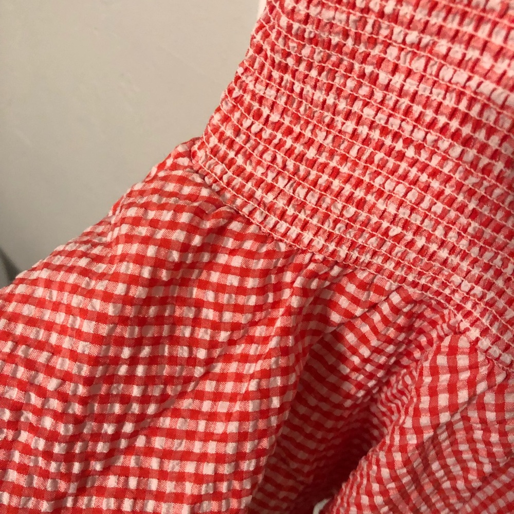 Red Gingham Smocked Ruffle Dress - Picture 3 of 3
